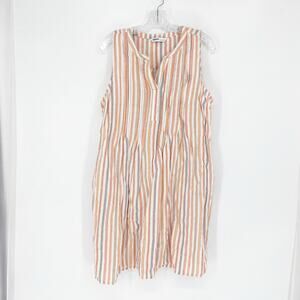 Sonoma Linen Blend Stripe Sleeveless Dress Size Large